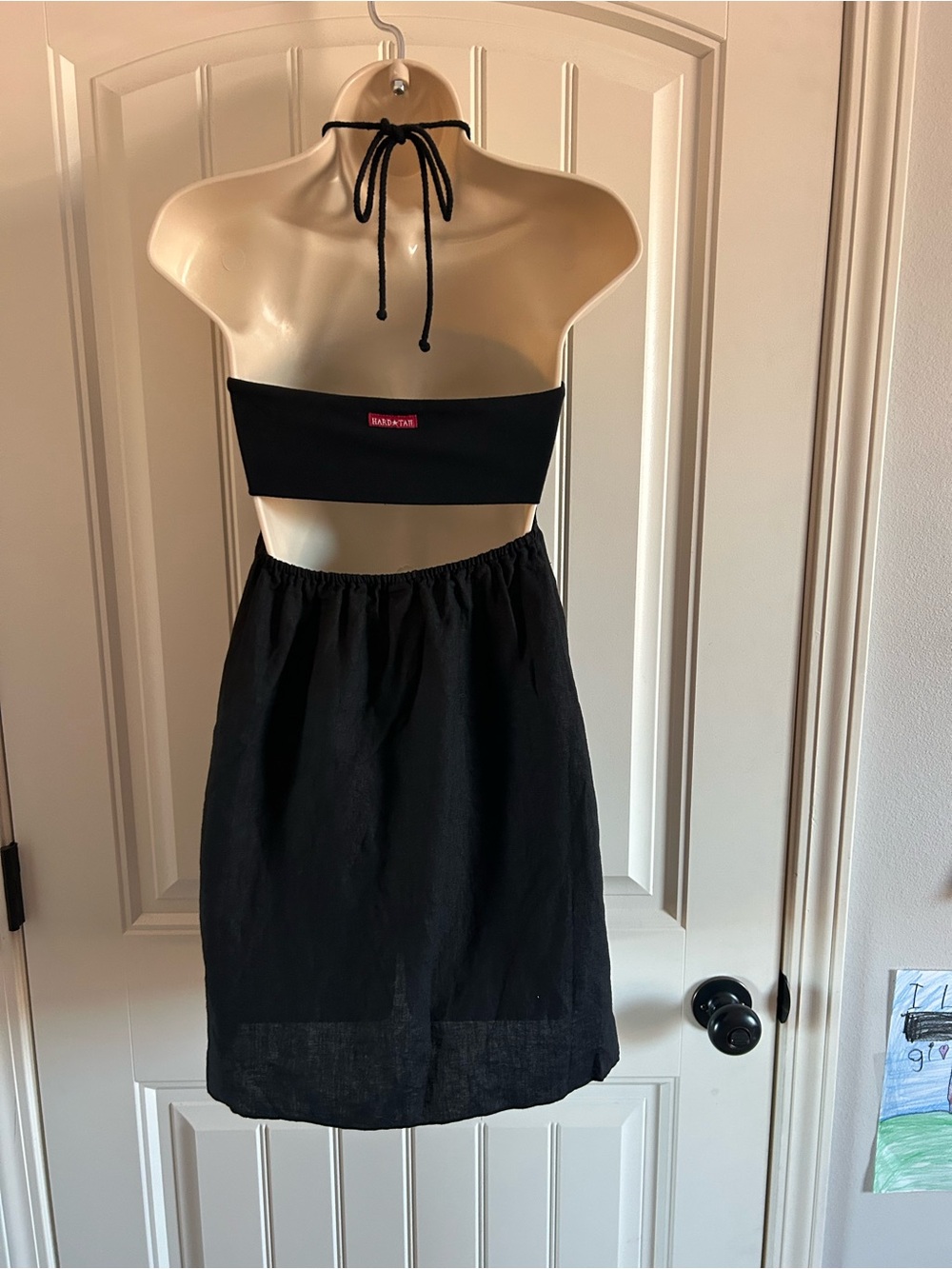 NEW Hard Tail Black Strapless Halter Sundress Sz M 100% Cotton - Picture 3 of 6
